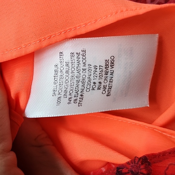 Alice + Olivia Red Orange Pleated Drapey Tank Top, Size S - Picture 7 of 10